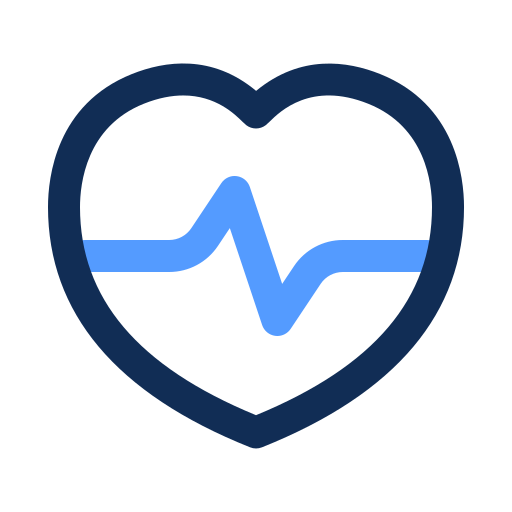 Icono de corazon con signos vitales representativo al derecho a la salud